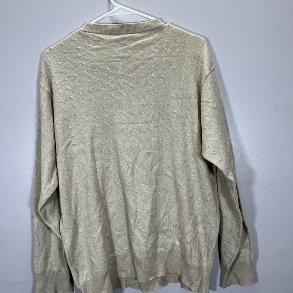 I Levrieri Men’s Beige Cashmere Silk Blend Cable Knit Crewneck Sweater - Picture 5 of 12